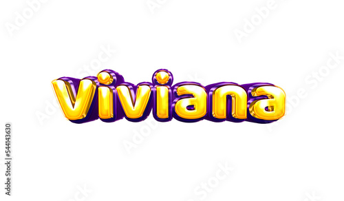 Viviana girls name sticker colorful party balloon birthday helium air shiny yellow purple cutout photo