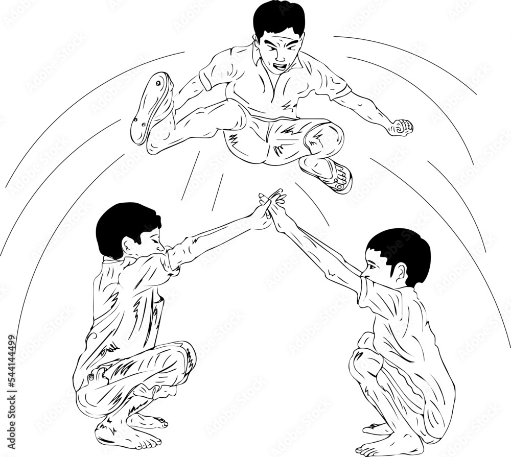 Indian Childhood village old game vector and illustration, Pakistan kid
