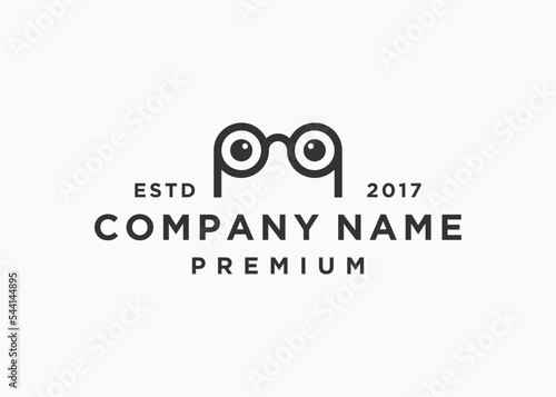letter pp with glasses logo design vector illustration template