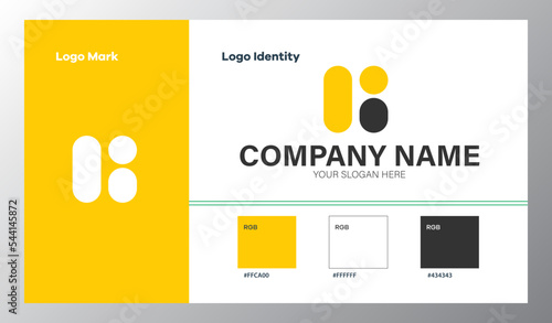 abstract geometric company logo with color guide