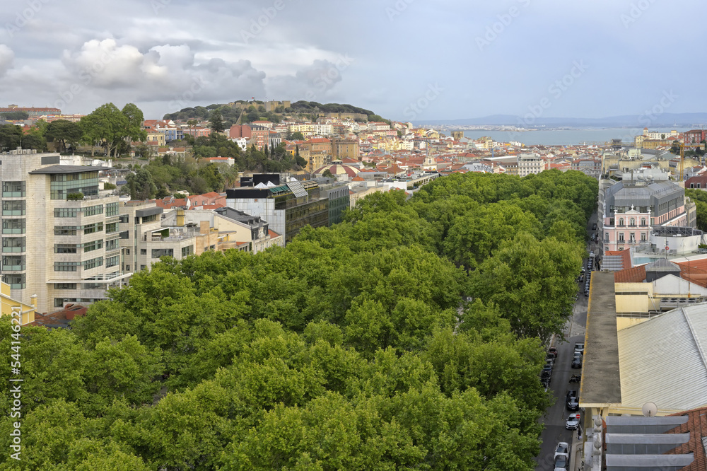 Aerial view of the Freedom (Liberdade) Avenue, Lisbon, Portugal