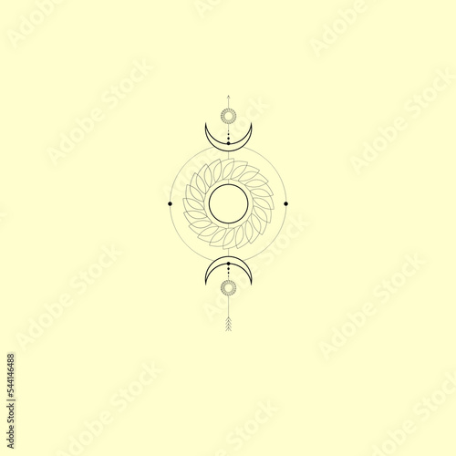 triple moon goddess geometric tattoo art idea