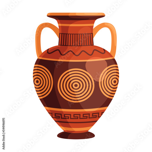Greek pot. Decorative ornate Greece amphorae, jugs, urns, oil jars pottery objects cartoon design. Flat vector illustration