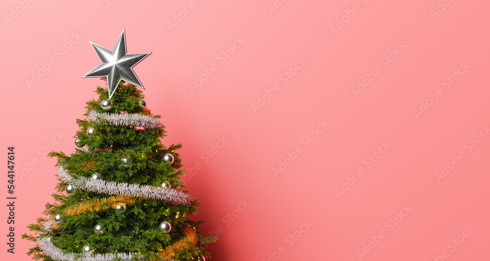 Decorated Christmas tree with star Decorated Christmas tree with star