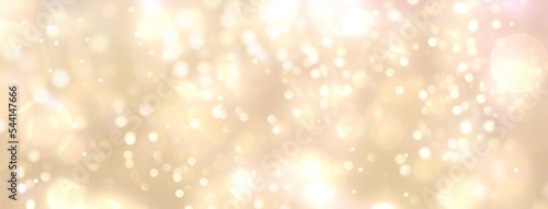 Fotografie, Obraz Festive abstract Christmas bokeh light background - golden bokeh lights, beige -