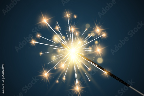 Vector illustration of sparklers on a transparent background.	
