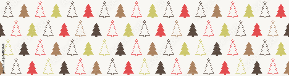 Obraz premium Christmas background with trees. Xmas seamless wallpaper. Banner. Vector