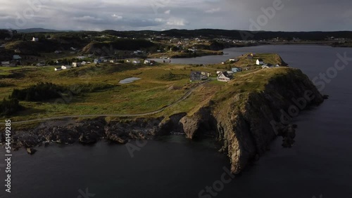Aerial Cinematic Newfoundland near Trinity Bay and the Skerwink Hiking trail at Port Rexton Atlantic Canada.
 photo