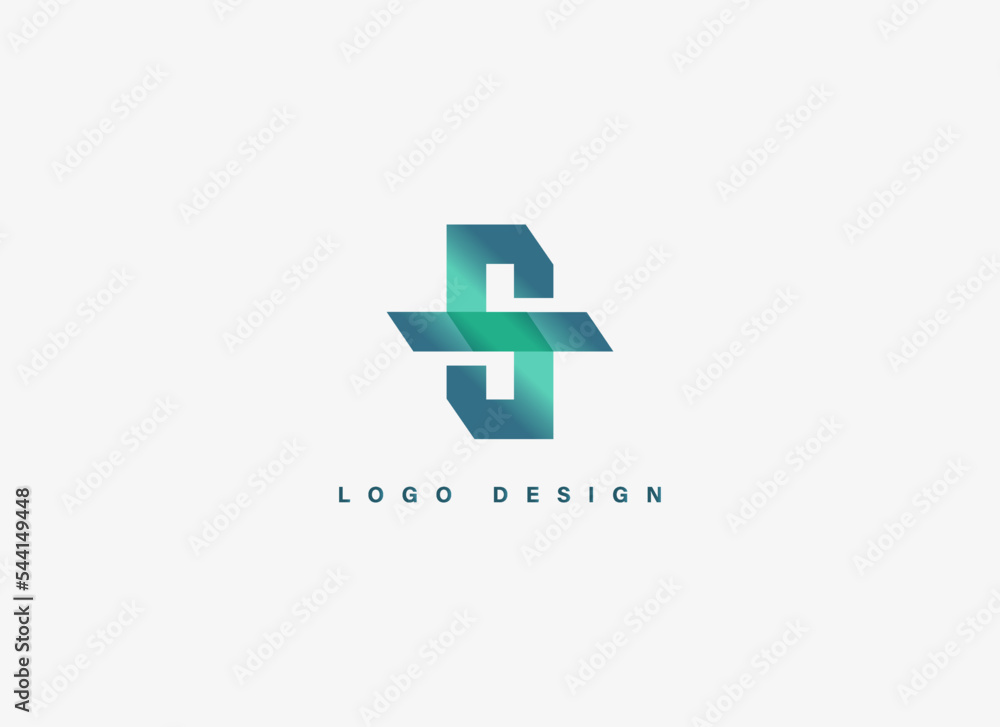 Abstract Initial Letter S Logo. Geometric Line Shapes Letter S with Medical Cross Isolated on White Background. Suitable For Hospital, Business and Branding Logos. Flat Design Vector Template Elements Abstract Initial Letter S Logo. Geometric Line Shapes Letter S with Medical Cross Isolated on White Background. Suitable For Hospital, Business and Branding Logos. Flat Design Vector Template Elements