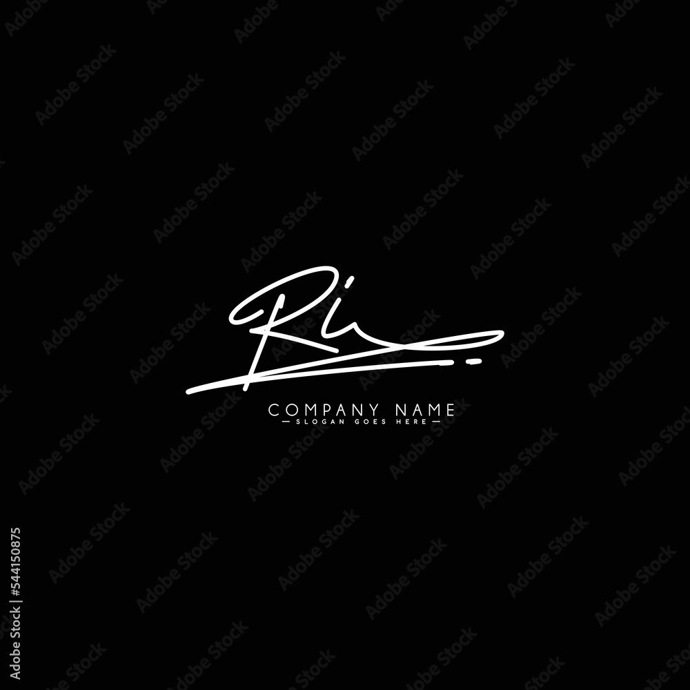 RI Simple Signature Logo - Handwritten Vector Template for R and I Logo ...