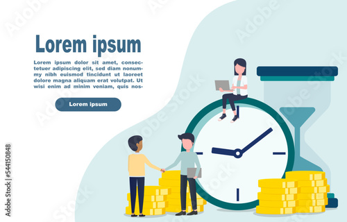 Time management. Business ideas, planning, calendars, schedules, projects, better manage your working hours to maximize profits. Vector illustration Eps 10.