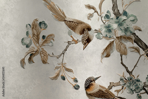 Chinese traditional wall flower and bird embroidery
