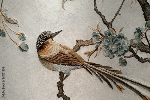 Chinese traditional wall flower and bird embroidery