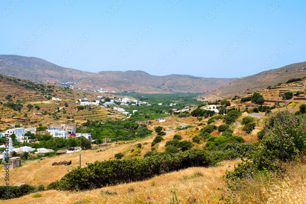 On the island of Tinos, in the Cyclades, in the heart of the Aegean Sea, there are many picturesque villages all around Mount Exobourgo which dominates them