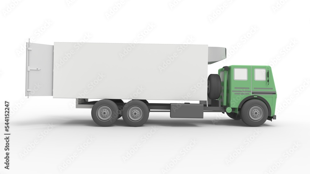 3D rendering of a truck logistics shipping distribution instrument for commercial business hauling merchandise. Lorry wagon carrier in studio isolated space. 3D rendering of a truck logistics shipping distribution instrument for commercial business hauling merchandise. Lorry wagon carrier in studio isolated space.