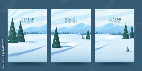 Beautiful winter landscape. Winter picture. Vertical posters