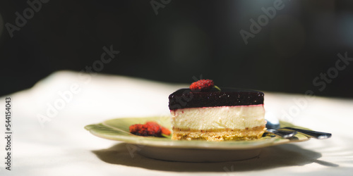 Closeup of blueberry cake a...