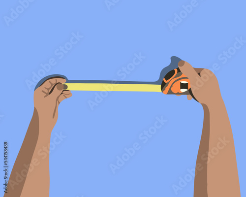Vector isolated illustration of measuring tape measure process.