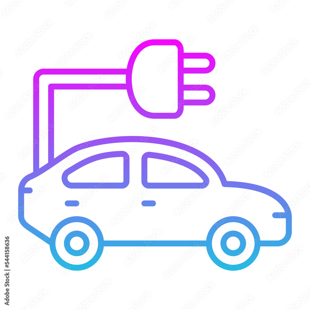 Electric Car Line Gradient Icon Electric Car Line Gradient Icon
