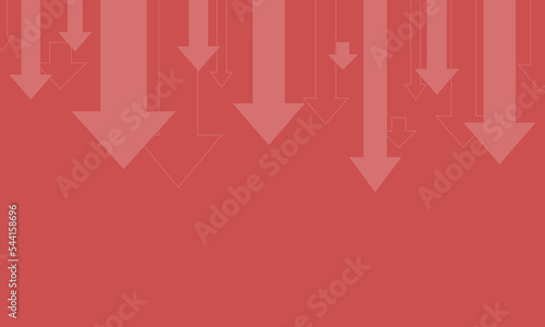 Down arrow banner, web page, welcome page. Concept of falling prices, bankruptcy or expenses