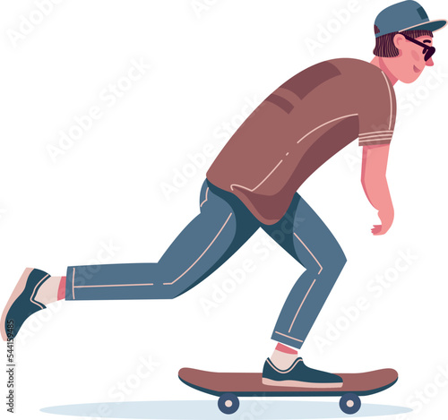 Skater man sportsmen riding skateboard. Vector illustration.