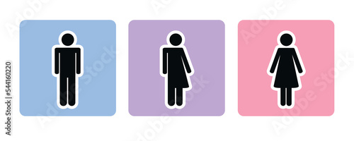 colorful set of restroom icons including gender neutral icon pictogram