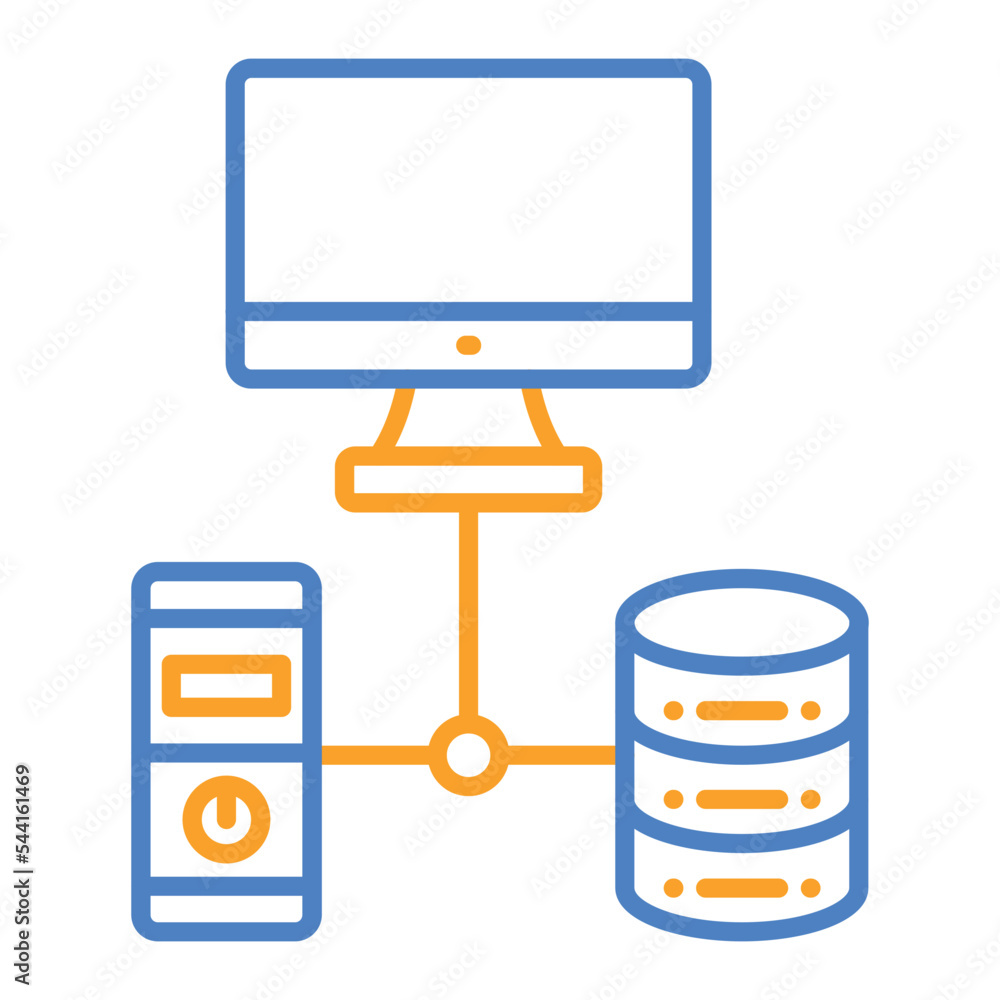 Technology Blue And Orange Line Icon Technology Blue And Orange Line Icon