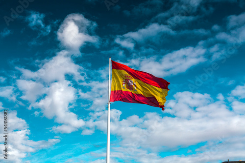 Spanish flag waving in the sky