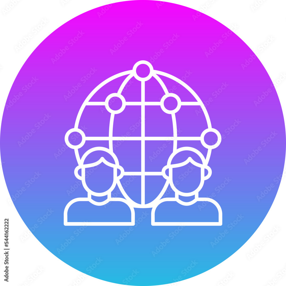 Fototapeta premium Global Network Gradient Circle Line Inverted Icon
