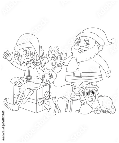 funny Christmas coloring page for kids, funny Christmas coloring book page for kids