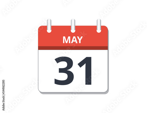 May 31th calendar icon vector. 