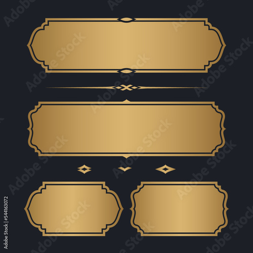Set of Gold premium label. golden name plate. Vector illustration photo