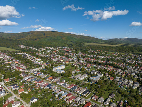 Aerial view of the village of Poproc in Slovakia