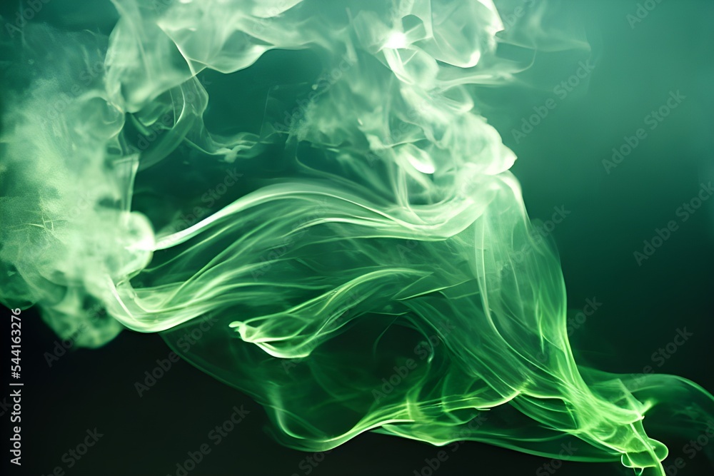 Fototapeta premium Wispy green smoke with an eerie green glow. 