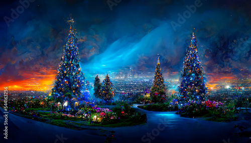 Christmas background and Christmas design 2023. Christmas tree. Holiday. Illustration for advertising postcards and cartoons. photo