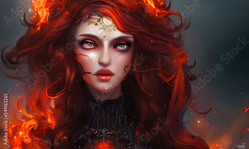 Goddess of fire. Digital art, digital drawing
