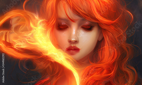 Goddess of fire. Digital art, digital drawing
