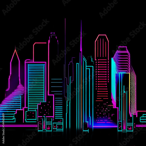 Neon glow city outline