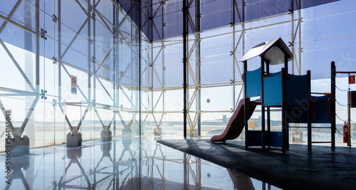 Children's playground inside an empty airport