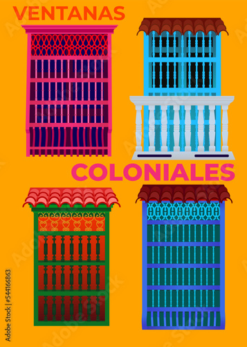 Ventanas coloniales, arquitectura, balcon, ventanales