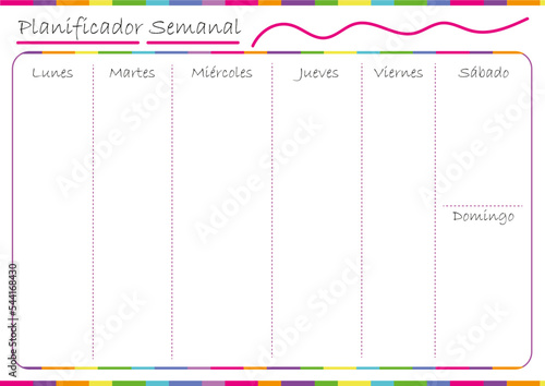 Planificador Multicolor, organizador multicolor, Agenda multicolor, Diario, Pantilla, notas