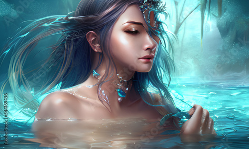 Goddess of water. Digital art, digital drawing