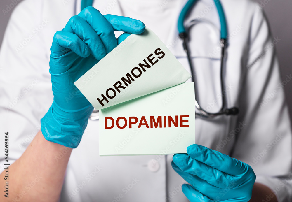 Dopamine word. Hormone, medical concept Dopamine word. Hormone, medical concept