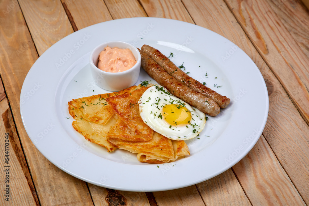 tasty breakfast on the white plate tasty breakfast on the white plate
