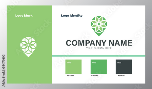 abstract geometric company logo with color guide
