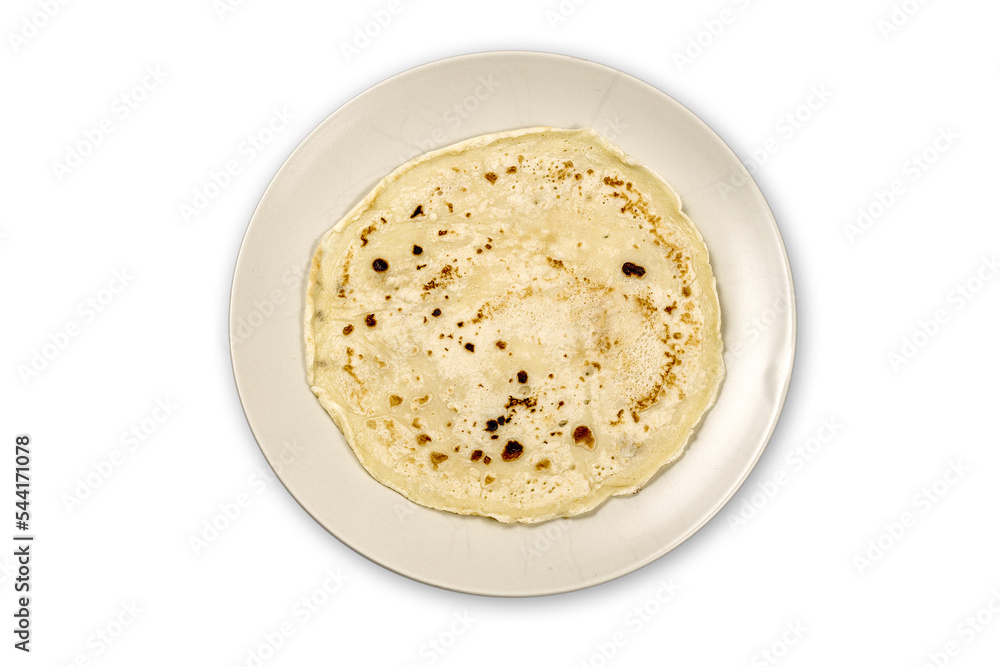 Pancakes on a cream colored plate isolated on transparent background Pancakes on a cream colored plate isolated on transparent background