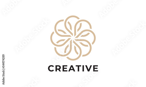 leaf abstract circle elegant ornament logo design
