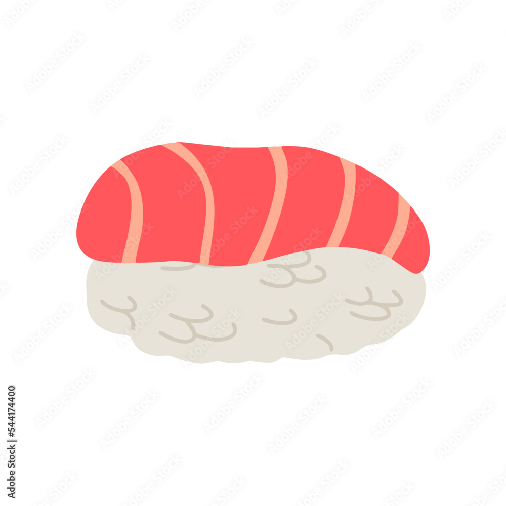Sushi with tuna. Traditional Japanese cuisine, fresh seafood. Isolated clipart, hand drawn cartoon. Sushi with tuna. Traditional Japanese cuisine, fresh seafood. Isolated clipart, hand drawn cartoon.