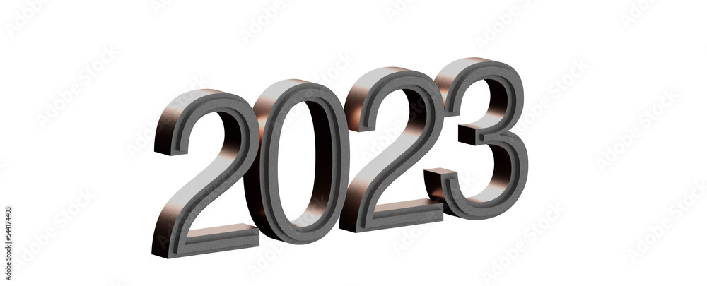 year 2023. 3D illustration numbers isolated white background year 2023. 3D illustration numbers isolated white background