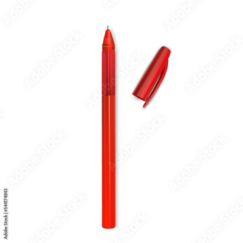 Pen isolated on the white background Realistic red pen in vector format